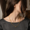 Women's Gold-Toned Beaded Station Chain Necklace Polished Ball Link Chain for Pendants