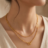 Women's Gold-Toned Beaded Station Chain Necklace Polished Ball Link Chain for Pendants