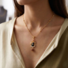 Old-Toned Lord Shiva Trishul and Nandi Pendant Necklace Spiritual Rudraksha Enamel Jewelry with Beaded Station Chain